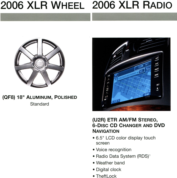 2006 Cadillac XLR Options - Wheels - Radios